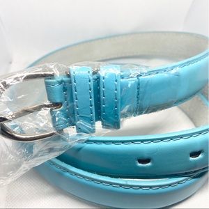 Sky Blue Genuine Leather Belt